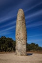 Vertical shot of the Menhir of Meada standing stone near Castelo de Vide in Portugal