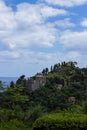 Vertical shot of a mesmerizing natural scenery surrounding the house museum Castello Brown in Italy