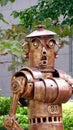 Vertical shot of a metal street statue in Taipei