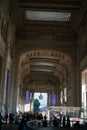 Vertical shot of the Milano Centrale train station large hall