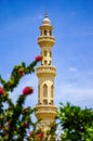 Vertical shot of the Minaret of the mosque in Hurghada