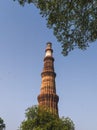 Vertical shot of the Minaret at Qutub Minar in Delhi, India