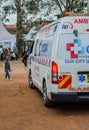 Vertical shot of a modern ambulance in Nairobi city, Kenya