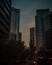 Vertical shot of the modern buildings in Seattle