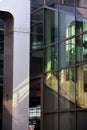 Vertical shot of the modern glass building. Tokyo, Japan