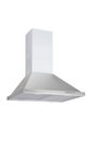 Vertical shot of modern INOX cooker hood on a white background