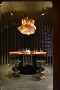 Vertical shot of a modern interior of a dining room