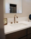 Vertical shot of a modern marble bathroom sink design Royalty Free Stock Photo