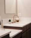 Vertical shot of a modern marble bathroom sink design Royalty Free Stock Photo