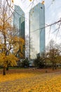 Vertical shot of the modern office Deutsche Bank tower in the Frankfurt am Main city Royalty Free Stock Photo