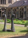 Modern statue in the garden of the High Cathedral of Saint Peter in Trier