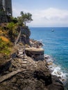 Vertical shot of Monterosso al Mare, an old seaside village in the Italian Riviera in Italy Royalty Free Stock Photo