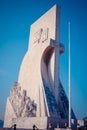 Vertical shot of the Monument to the Discoveries in Lisbon, Portugal