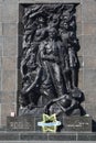 Vertical shot of the Monument to the Ghetto Heroes in Warsaw, Poland