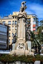 Vertical shot of Monument to Jose Canalejas from the right angle in Alicante, Spain