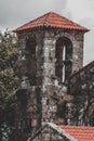 Vertical shot of the Moraime monastery in costa da morte in Spain