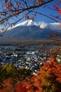 Vertical shot of mount Fuji in Japan in the autumn Royalty Free Stock Photo