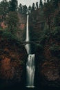 Vertical shot of the Multnomah waterfall in Oregon, USA