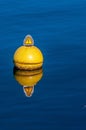 Vertical shot of a nautical buoy floating in the water of Lake Geneva in Switzerland Royalty Free Stock Photo