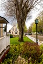 Vertical shot of a neighborhood of typical small northwest suburb in Port Gamble, Washington, USA