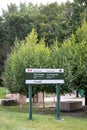 Vertical shot of the official sign at The Forks Historical Site in Winnipeg, Manitoba, Canada.