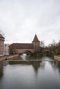 Vertical shot of old buildings and the Pegnitz river. Nuremberg,Germany. Royalty Free Stock Photo