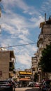 Vertical shot of the old buildings in the street of Agrinio,Greece Royalty Free Stock Photo