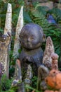 Vertical shot of old clay figures in the Shiststone town of Cadeira in Portugal in daylight Royalty Free Stock Photo