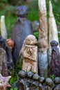 Vertical shot of old clay figures in the Shiststone town of Cadeira in Portugal in daylight Royalty Free Stock Photo