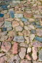 Vertical shot of old cobblestones on the ground in a park under the sunlight Royalty Free Stock Photo