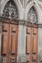 Vertical shot of an old door of an ancient building in Portugal