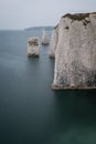 Vertical shot of the Old Harry Rocks. Isle of Purbeck in Dorset, southern England Royalty Free Stock Photo