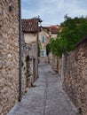 Vertical shot of an old narrow street in the small town of Skradin, Croatia