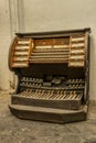 Vertical shot of an old organ in saint Mary church, Gdansk, Poland Royalty Free Stock Photo