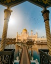 Vertical shot of Omar Ali Saifuddien Mosque, Brunei