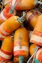 Vertical shot of orange plastic cylinders