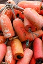 Vertical shot of orange plastic cylinders
