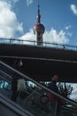 Vertical shot of the Oriental Pearl Tower, Shanghai, The Bund Royalty Free Stock Photo