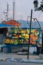 Vertical shot of an outdoor fruit market