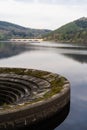 Vertical shot of overflow for the Ladybower Reservoir. Peak District, UK. Royalty Free Stock Photo