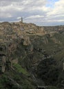 Vertical shot of the park of the Rupestrian Churches of Matera in Italy Royalty Free Stock Photo