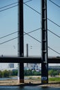 Vertical shot of a part of the Rheinkniebruecke in Duesseldorf on a bright sunny day Royalty Free Stock Photo