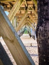 Vertical shot of the part under wooden pier