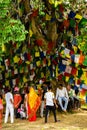 Vertical shot of the people at the holy site of Lumbini, the birthplace of Siddhartha Gautama