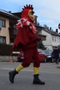 Vertical shot of a person dressed in a festive costume celebrating the Fasching carnival parade