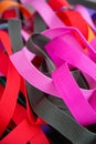 Vertical shot of a pile of colorful ribbons Royalty Free Stock Photo