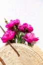 Vertical shot of a pink Lavender plant bouquet in a bag isolated on a white background Royalty Free Stock Photo