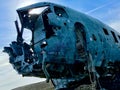 Vertical shot of a Plane wreck DC-117 D 1973 US NAVY Royalty Free Stock Photo