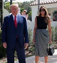 Vertical shot of President of the USA Donald Trump and First Lady Melania Trump on the street Royalty Free Stock Photo