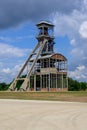Vertical shot of a public industrial heritage: Old mine towers location: Maasmechelen, Belgium